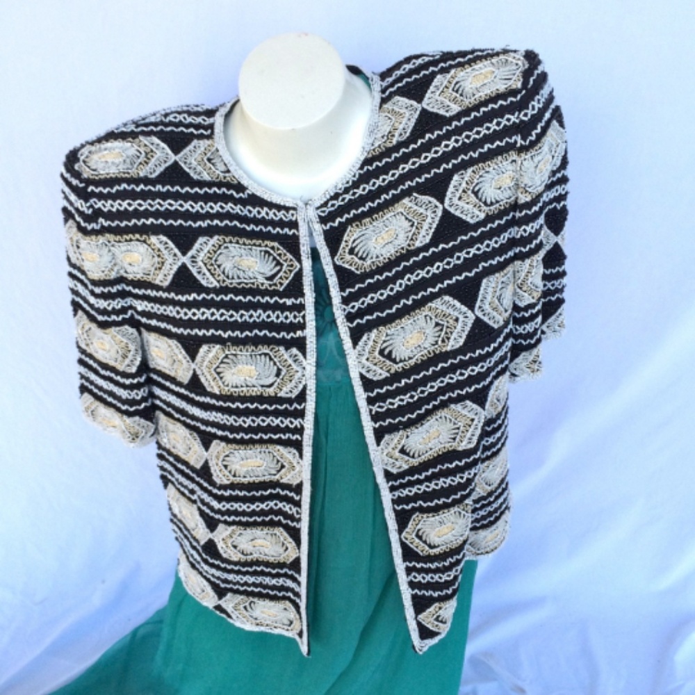 Vintage 80s Camille Marie Sequined Evening Jacket